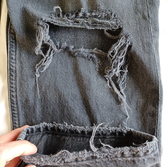 AGOLDE 90's Pinch Waist Straight Leg Jeans in Howl, Washed Black, Distressed - Picture 12 of 16